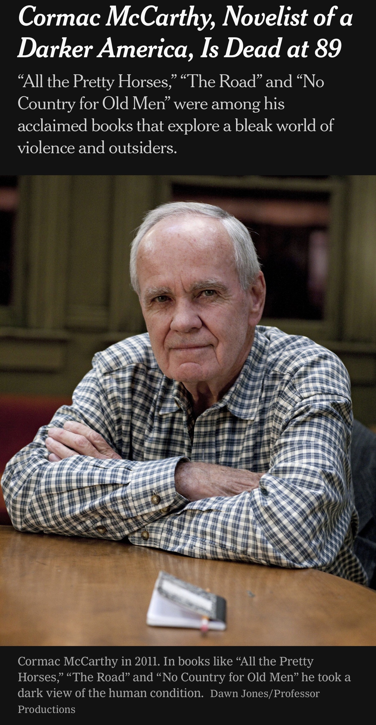 RIP, Cormac McCarthy Sam Harrelson
